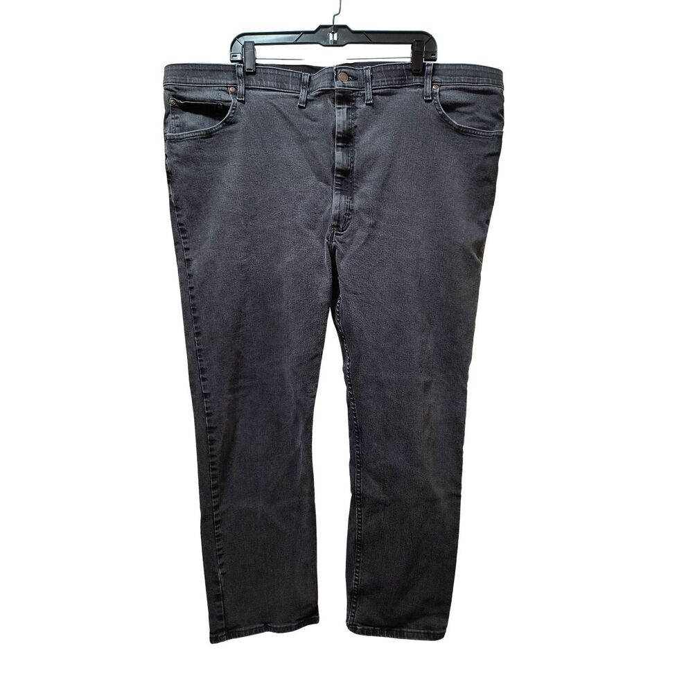 Wrangler Authentics Jeans Men’s 48x29 Black Straight Stretch Denim Elastic Waist